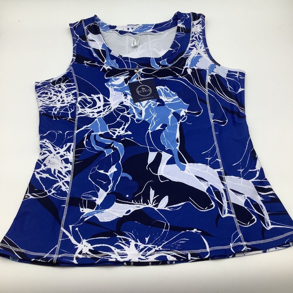 The Bubble Womens Lexi Tank Top Blue Floral Size Medium NWT